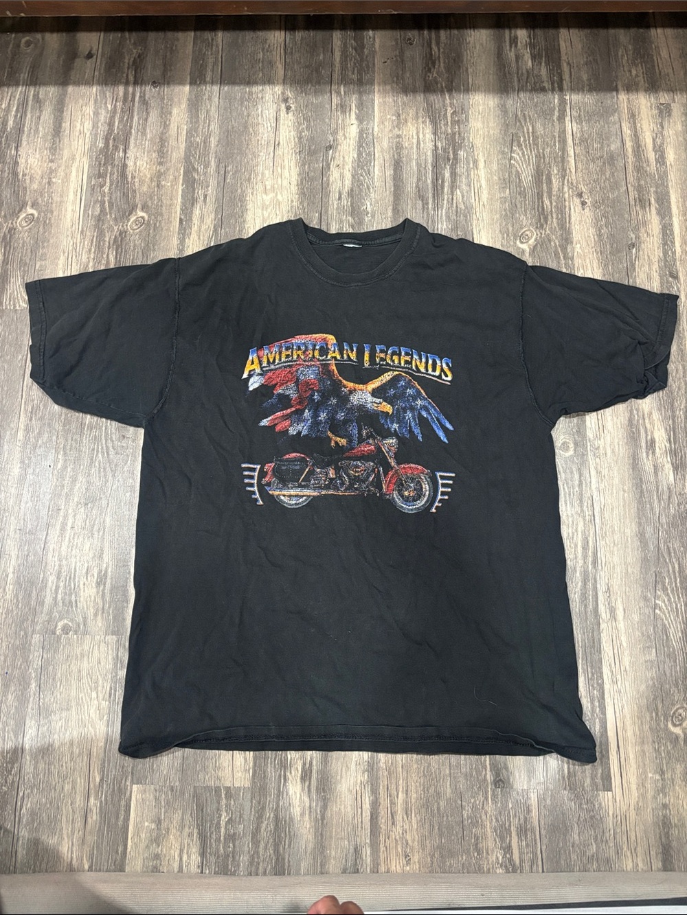 American Legends Black Graphic Tee - Eagle & Motorcycle